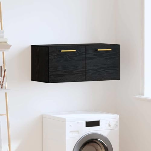 Rantry Wandschrank Schwarze Eiche 80 x 36.5 x 35 cm Holzwerkstoff Hängeschrank Küche Model879557 von Rantry