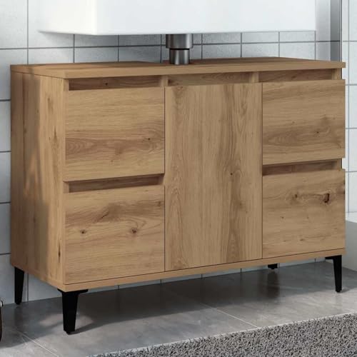 Rantry Waschbeckenunterschrank Artisan-Eiche 80x33x60 cm Holzwerkstoff Spülenschrank Model857130 von Rantry