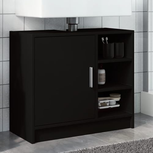 Rantry Waschbeckenunterschrank Schwarz 63x29x55 cm Holzwerkstoff Spülenschrank Model848130 von Rantry