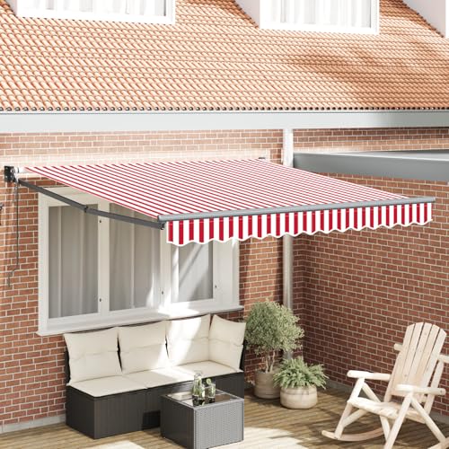 Rantry automatische einziehbare Markise Rot und weiße Streifen 300x250 cm Standmarkise Model3329990 von Rantry