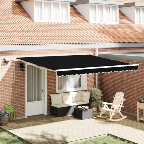 Rantry manuelle einziehbare Markise mit LED Schwarz 400x350 cm, Markisenersatzstoff für 4x3.5 m Rahmen Schwarz Standmarkise Model3330776 Rantry manuelle einziehbare Markise mit LED Schwarz 400x350 cm, Markisenersatzstoff für 4x3.5 m Rahmen Schwarz Standmarkise Model3330776 von Rantry