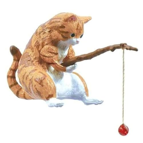 Ranuw Angelnde Katze Ornamente Aquarium Dekoration Aquarium Landschaftsbau Cartoon Katze Statue Mini Harz Figur Home Dekorationen Angelnde Katze Figur von Ranuw