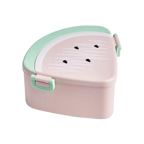 Ranuw Niedliche praktische Bento-Lunchbox für Kinder, auslaufsicher, Brotdose, Obstbehälter, mikrowellengeeignet, mit 3 geteilten Fächern, Cartoon-Bento-Lunchbox von Ranuw