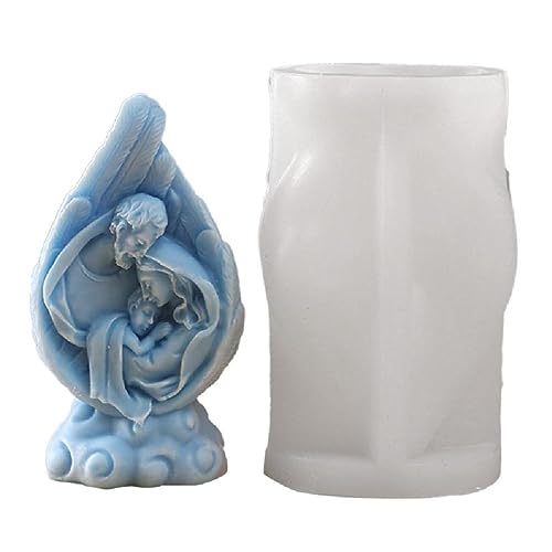 Ranuw Religion Krippenstatue Silikonform Kerze Gips DIY Epoxidharz Gießform Desktop Ornament Wiederverwendbare Epoxy von Ranuw