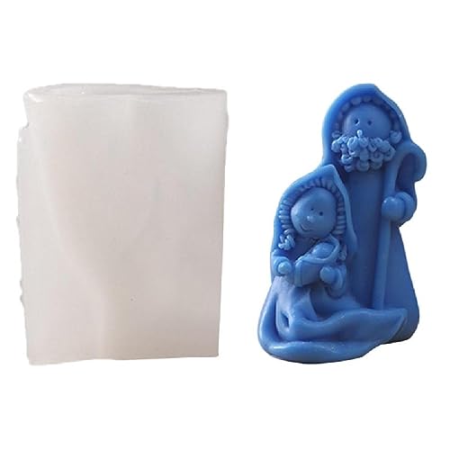 Ranuw Religion Krippenstatue Silikonform Kerze Gips DIY Epoxidharz Gießform Desktop Ornament Wiederverwendbare Epoxy von Ranuw