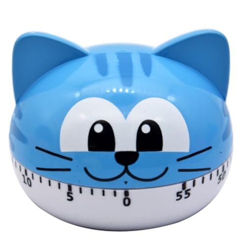 Ranvi Mechanischer Katzen-Timer, Cartoon-Küchen-Timing-Werkzeug zum Kochen und Backen (blau) von Ranvi