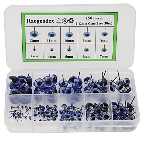 150 Stück Nadelfilzaugen Mini Glas blaue Augen Kits für Spielzeug Teddy Puppen Wolle Filzen Handwerk von Raogoodcx