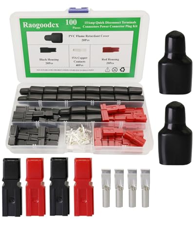 20 Paar 15A-Schnelltrennklemmen Steckverbinder 0,5-1,5mm² (16-20 AWG) Batteriesteckverbinder Modularer Stromsteckverbinder mit flammhemmender PVC-Steckerhülsenabdeckung von Raogoodcx