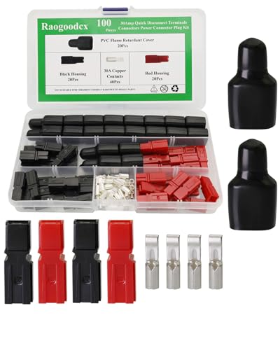20 Paar 30A Schnelltrennklemmen Steckverbinder 1,5-4mm² (12-14 AWG) Batteriesteckverbinder Modularer Stromsteckverbinder mit flammhemmender PVC-Steckerhülsenabdeckung von Raogoodcx