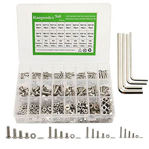 560 Stück M3 M4 M5 M6 304 Edelstahl Innensechskantschrauben Muttern Unterlegscheiben Sortiment Kit mit Sechskantschlüsseln 560 Stück M3 M4 M5 M6 304 Edelstahl Innensechskantschrauben Muttern Unterlegscheiben Sortiment Kit mit Sechskantschlüsseln von Raogoodcx