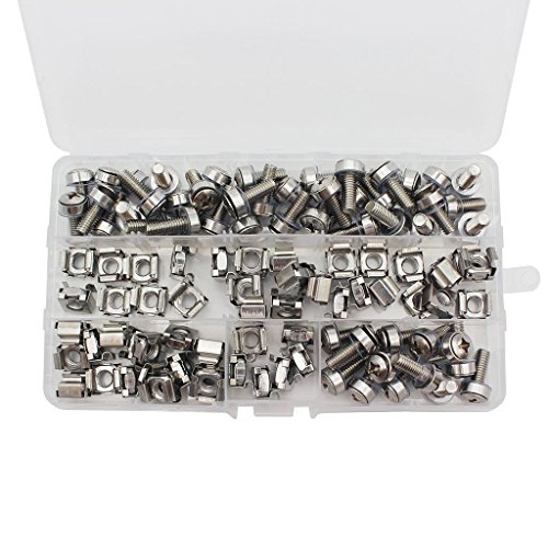 Raogoodcx 50 Sets M6 Vierkantloch Hardware Käfigmuttern und Befestigungsschrauben Unterlegscheiben für Serverschrank und Schrank (M6 x 20mm) (Schraube + Unterlegscheibe + Käfigmutter) von Raogoodcx