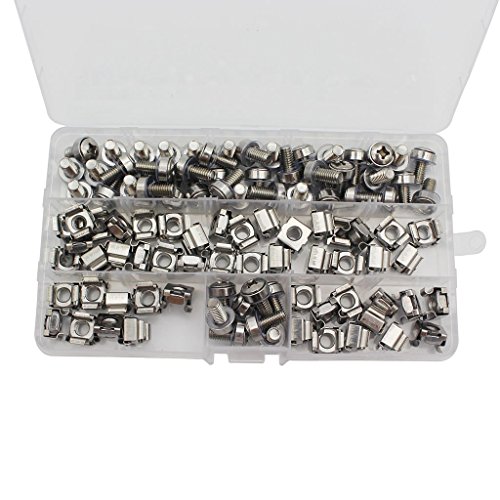 Raogoodcx 50 Sets M6 quadratisch Loch Hardware Gehäusem (M6 x 16 muttern und Befestigungsschrauben Unterlegscheiben für Server Rack und Schrank (M6 x 16 mm) (Schraube + Unterlegscheibe + Käfig Mutter) von Raogoodcx