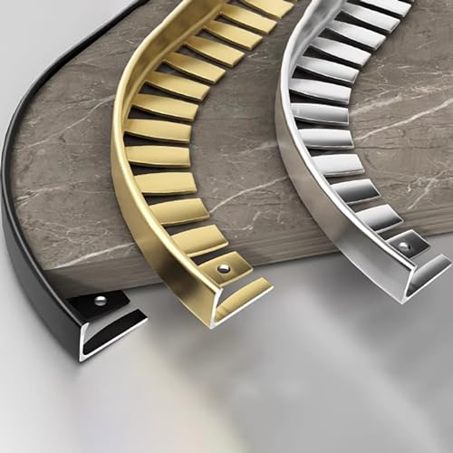 Aluminiumlegierung Biegbar Fliesenschiene Einfassprofil Länge 135CM*2 Stück L-Profil Treppenprofil Fliesenleiste Treppen Für Bodenbeläge Mit 12.5-15 Mm Höhe(Gold,H:15MM) von Raouoae