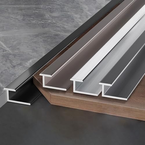 Fliesenschiene Übergangsleiste Laminat Übergangsschiene 135CM*2 Stück Fußbodenleisten Für Fliesen-Holzböden/PVC-Teppich, Extra Schmaler Reduzierer(Gray,H:11MM) von Raouoae