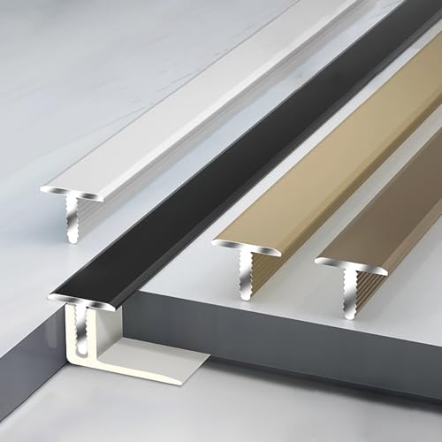 Fliesenschiene Winkelprofil Aluminiumlegierung 135CM*2 Stück Übergangsprofil Bodenübergangsleiste Tür-T-Formschwelle Breite Metall-Kantenleiste Winkelprofil(Black,W:18MM) von Raouoae