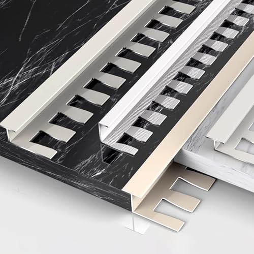 Raouoae 135cm 2 Stück Flexibles Abschlussprofil Eloxiertem Aluminium C/T-Form Übergangsprofil Profil Einfassprofil Biegbar Für Individuelle Raumgestaltungen(Beige,C-TYP_HOCH: 12MM) von Raouoae