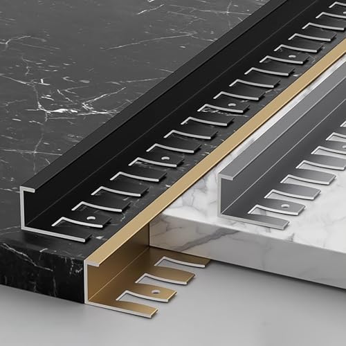 Raouoae Biegbares Abschlussprofil Für Wand- Und Bodenfliesen 135cm 2 Stück Einfassprofil Aluminium C-Form Profil Metallprofil Einfache Montage Für Ihre Fliesenabschlüsse(Bronzegold,Hoch: 9.5mm) von Raouoae