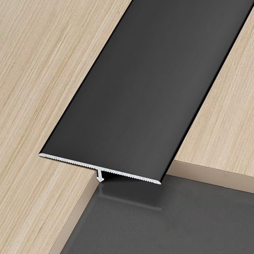 Raouoae Bodenschiene Übergang Metal Strips 3 Stück 90 Cm T-Formleiste Übergangsschiene Einfaches Anbringen Zwischen Holz- Und Fliesenböden(Schwarz,Breite: 60 mm) von Raouoae