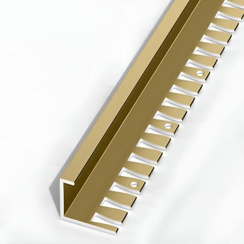 Fliesenabschlussleisten Aluminiumlegierung Fliesenschiene Lang 135CM*2 Stück Fugenprofil Für Laminat Mit Einer Einfasshöhe Von 8.5-18.5mm FüR Wohnzimmer, Balkon, Badezimmer(Gold,H:12.5MM) von Raouoae