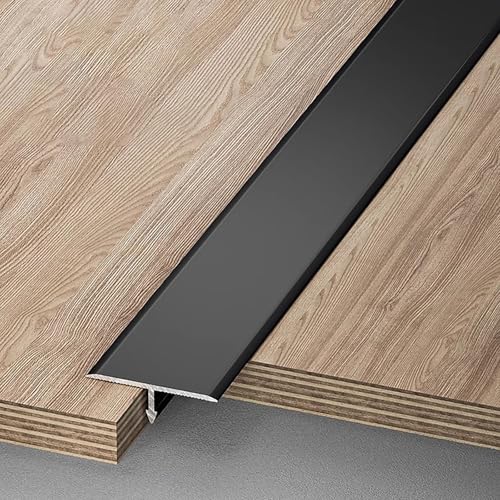 Raouoae T-Profil Bodenleiste Übergangsleiste Tile to Laminate Transition Strip 100 cm Länge 3 Stück Übergangsprofil Tür Ideal Für Übergänge Zwischen Laminat Und Fliesen(Schwarz,Breite: 60 mm) von Raouoae