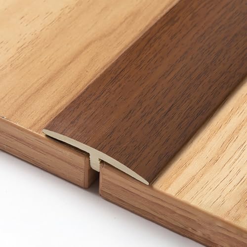 Raouoae Übergangsleiste Übergangsprofil PVC-T-Formleisten Selbstklebender Bodenübergangsleisten Für Flache Spaltabdeckung Für Übergänge Von Holzplatten Zu Fliesen(Kaffeefarbe,2 * 80cm) von Raouoae