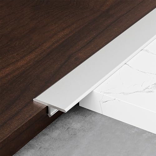 Raouoae Übergangsprofil 3 Stück*90cm Übergangsschiene Laminat Übergangsleiste Aluschiene ÜBergangsleiste Holz Zu Fliesen Abdeckleiste T-Form Ausgleichsprofil(Silber,Breite 20 mm) von Raouoae
