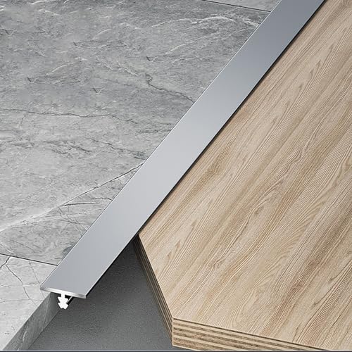 Raouoae Übergangsprofil T-Profil Ausgleichsprofil Aluminium Eloxiert Übergangsschiene 3 Stück 100cm Flach Ausgleichsprofil Abschlussleiste Für Fliesen Laminat/Parkett(Herr grau,Breite: 10 mm) von Raouoae