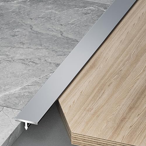 Raouoae Übergangsprofil T-Profil Ausgleichsprofil Aluminium Eloxiert Übergangsschiene 3 Stück 100cm Flach Ausgleichsprofil Abschlussleiste Für Fliesen Laminat/Parkett(Herr grau,Breite: 12mm) von Raouoae