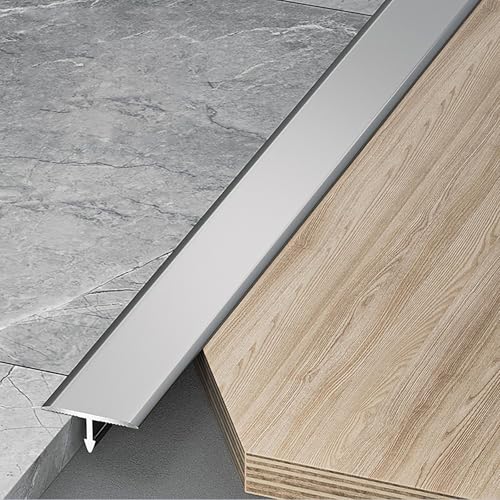 Raouoae Übergangsprofil T-Profil Ausgleichsprofil Aluminium Eloxiert Übergangsschiene 3 Stück 100cm Flach Ausgleichsprofil Abschlussleiste Für Fliesen Laminat/Parkett(Herr grau,Breite: 15 mm) von Raouoae