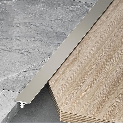 Raouoae Übergangsprofil T-Profil Ausgleichsprofil Aluminium Eloxiert Übergangsschiene 3 Stück 100cm Flach Ausgleichsprofil Abschlussleiste Für Fliesen Laminat/Parkett(High-End-Grau,Breite: 8mm) von Raouoae