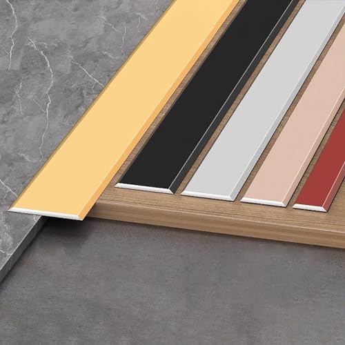 Übergangsleiste Boden Abdeckleiste Aluminiumlegierung Metallleiste Länge 135cm*2 Stück Übergangsprofil Laminat Für Fußböden, Übergang Leiste Bodenleiste(Gold,W:35mm) von Raouoae
