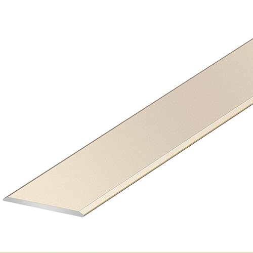 Übergangsprofil Übergangsleiste 135cm*2 Flach Trennstreifen Eloxiert Aluminiumlegierung Für Fußböden, Übergang Leiste Bodenleiste(Champagner,W:50mm) von Raouoae