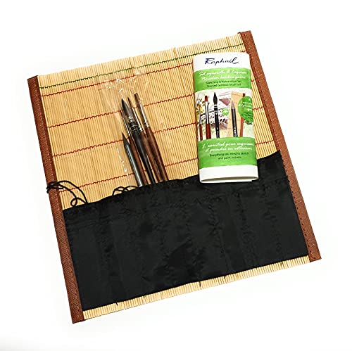 Sketching & Watercolour Set mit 3 Präzisions-Pinseln, rund, 1 Softaqua + Graphit create Color, mit Bambusetui von Raphael