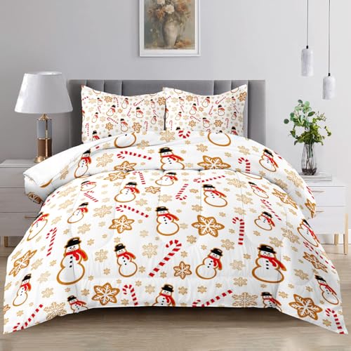 Raphus cucullatus Weihnachts-Bettwäsche-Set, Schneemann-Weihnachts-Bettwäsche-Set, Urlaubs-Bettwäsche, Winterdecke, Schneeflocke, Navidad, Bettdecken-Set für Doppelbett, süße Zuckerstangen-Steppdecke Raphus cucullatus Weihnachts-Bettwäsche-Set, Schneemann-Weihnachts-Bettwäsche-Set, Urlaubs-Bettwäsche, Winterdecke, Schneeflocke, Navidad, Bettdecken-Set für Doppelbett, süße Zuckerstangen-Steppdecke von Raphus cucullatus