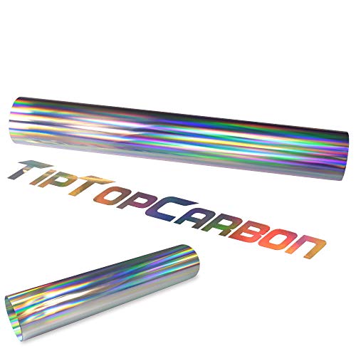 Rapid Teck® (8€/m² Clear Back Plottfolie Oilslick Hologramm Silber Glitter Effekt Folie Plotterfolie | Meterware mit 25 cm Breite von Rapid Teck
