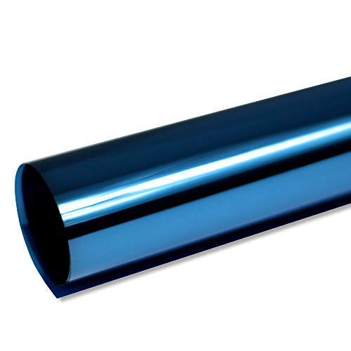 Rapid Teck® 10,43€/m² Prime selbstklebende Spiegelfolie Blau 200cm x 91cm Kratzfest Sonnenschutzfolie UV Schutz Sichtschutzfolie 99% UV-Schutz selbstklebend Blickdicht von Rapid Teck