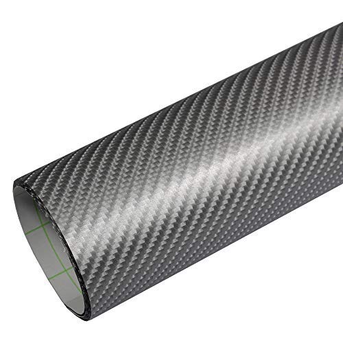 Rapid Teck® 5,26€/m² Premium – 4D Carbon Silber Grau 2m x 1,52m Auto Folie Blasenfrei mit Luftkanälen für Auto Folierung und 3D bekleben in Matt Glanz und Carbon Autofolie von Rapid Teck