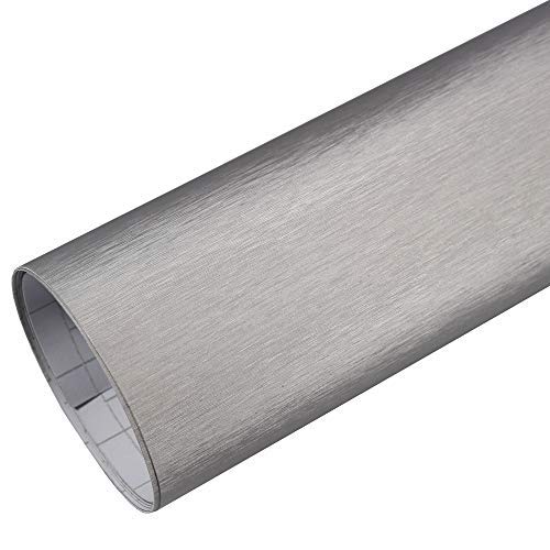 Rapid Teck® 5,26€/m² Premium – Aluminium Alu gebürstet Silber 2m x 1,52m Auto Folie Blasenfrei mit Luftkanälen für Auto Folierung und 3D bekleben in Matt Glanz und Carbon Autofolie von Rapid Teck