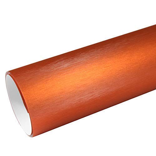 Rapid Teck® 8,55€/m² AutoFolie Serie z560 Chrom 3D Brushed Orange 1m x 1,52m Alu gebürstet selbstklebende Premium Car Wrapping Folie mit Luftkanal von Rapid Teck