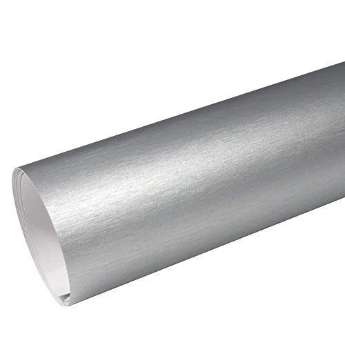 Rapid Teck® 8,55€/m² AutoFolie Serie z560 Chrom 3D Brushed Silver 1m x 1,52m Alu gebürstet selbstklebende Premium Car Wrapping Folie mit Luftkanal von Rapid Teck