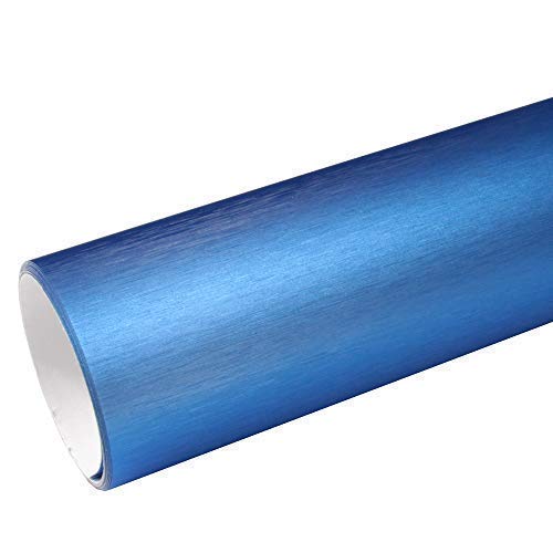 Rapid Teck® 8,55€/m² AutoFolie Serie z560 Chrom 3D Brushed Light Blue 1m x 1,52m Alu gebürstet selbstklebende Premium Car Wrapping Folie mit Luftkanal von Rapid Teck