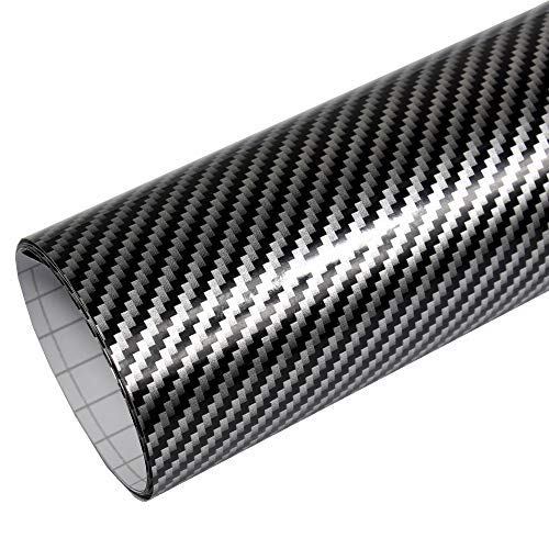 Rapid Teck® 9,47€/m² Premium – 2D Carbon Silber Schwarz 2m x 1,52m Auto Folie Blasenfrei mit Luftkanälen für Auto Folierung und 3D bekleben in Matt Glanz und Carbon Autofolie von Rapid Teck