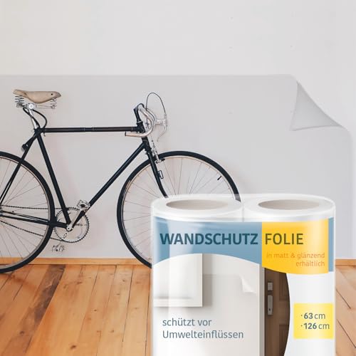 Rapid Teck® 9.51€/m² Selbstklebende Wandschutzfolie - GLANZ - Transparent/Klar - 63cm Breite - Elefantenhaut Klebefolie - Klarer Wandschutz für Innenräume - Robuste Wandfolie - Leicht anzubringen von Rapid Teck
