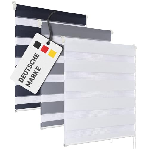 Rapid Teck Doppelrollo Klemmfix ohne Bohren in Grau - 100cm x 150cm - Duo Rollo für Fenster ohne Bohren - Fensterrollo innen ohne Bohren - Doppelrollo ohne Bohren inkl. Zubehör von Rapid Teck