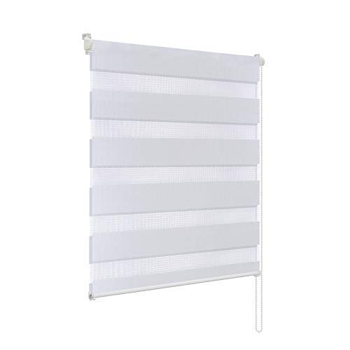Rapid Teck® Duo Rollo Doppelrollo Weiß 90cm x 150cm ohne Bohren Klemm Seitenzugrollo Kettenzugrollo Vario Jalousie von Rapid Teck