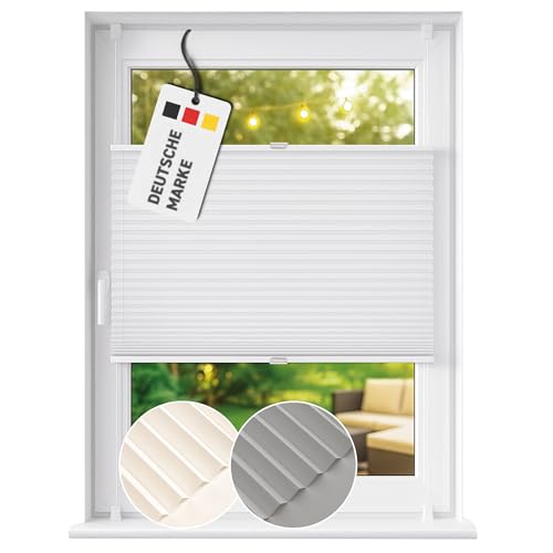 Rapid Teck Plissee ohne Bohren - Plissee lichtdurchlässig 55cm x 130cm Weiß als Sicht- und Sonnenschutz - Klemmfix Fenster Plissees innen ohne Bohren – einfache Montage inkl. Zubehör von Rapid Teck