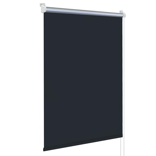 Rapid Teck® Klemm Thermo Verdunkelungsrollo 110cm x 150cm schwarz Verdunklungsrollo Seitenzug Klemmrollo + Kindersicherung von Rapid Teck