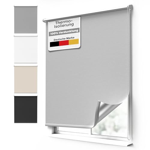 Rapid Teck Klemm Verdunklungsrollo ohne Bohren – 120cm x 150cm Weiß/Thermo Rollos für Fenster ohne Bohren - Fensterrollo innen ohne Bohren - Thermorollo ohne Bohren inkl. Zubehör von Rapid Teck