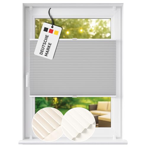 Rapid Teck Plissee ohne Bohren - Plissee lichtdurchlässig 65cm x 130cm Grau als Sicht- und Sonnenschutz - Klemmfix Fenster Plissees innen ohne Bohren – einfache Montage inkl. Zubehör von Rapid Teck