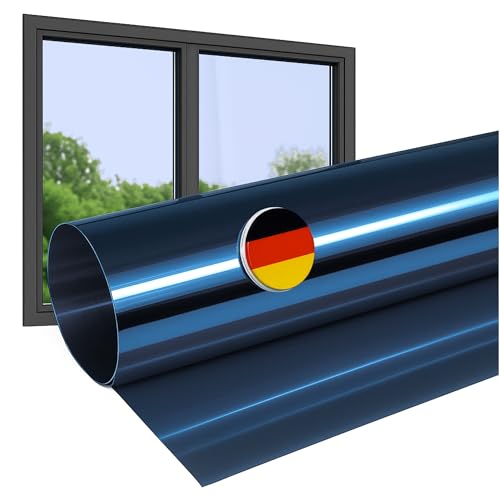 Rapid Teck Fensterfolie Sonnenschutz - 200cm x 152cm - Starke Verspiegelung - Hitzeschutzfolie Fenster 99% UV-Schutz - Spiegelfolie Fenster Sichtschutz - Sonnenschutzfolie Fenster außen von Rapid Teck